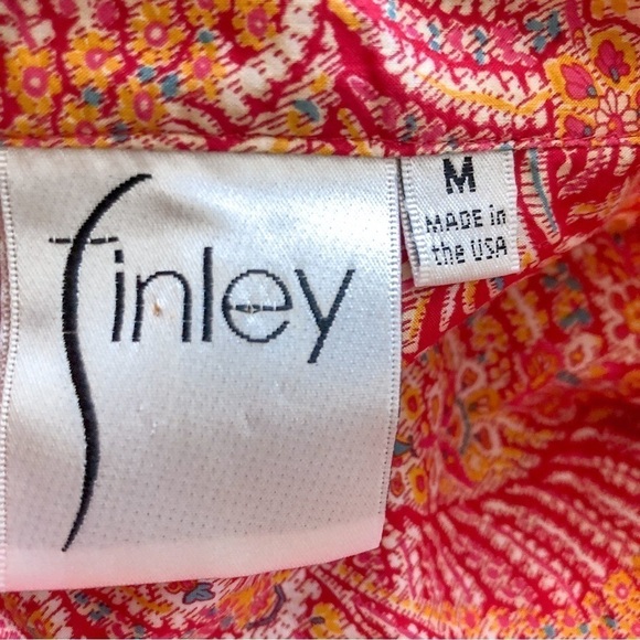 Finley Joey Print Long Sleeve Button Down Blouse 
Pink Orange Paisley Medium - Picture 7 of 8